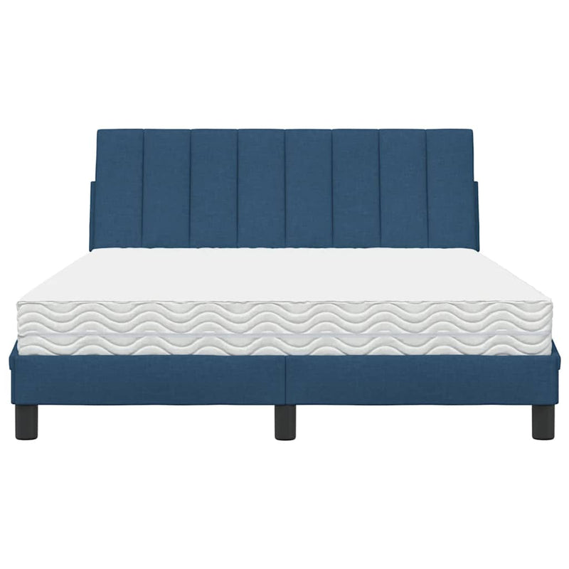 Pat cu saltea, Hanko, albastru, 120x200 cm, textil