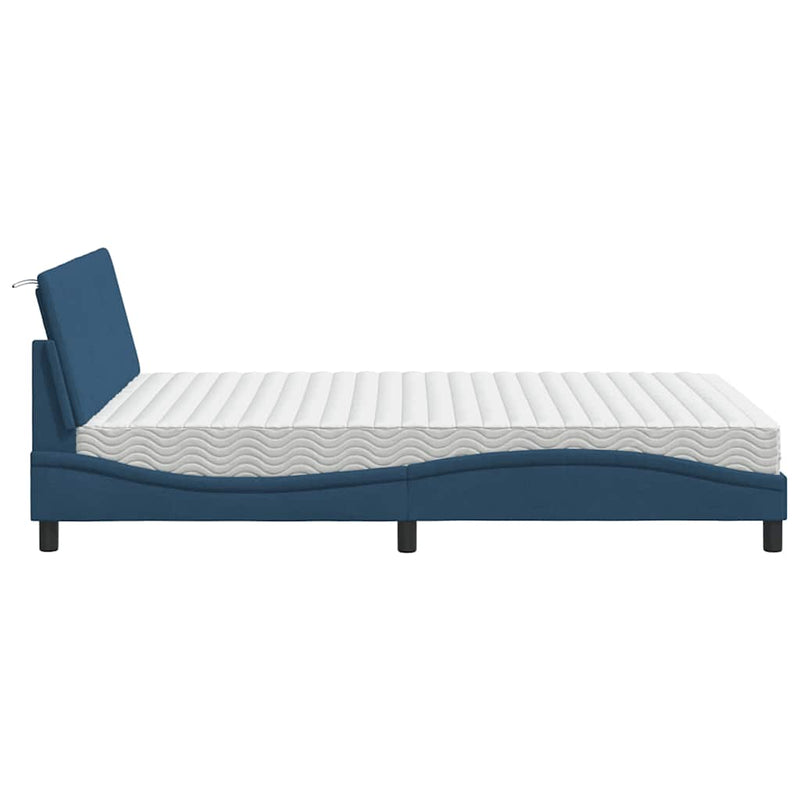 Pat cu saltea, Hanko, albastru, 120x200 cm, textil