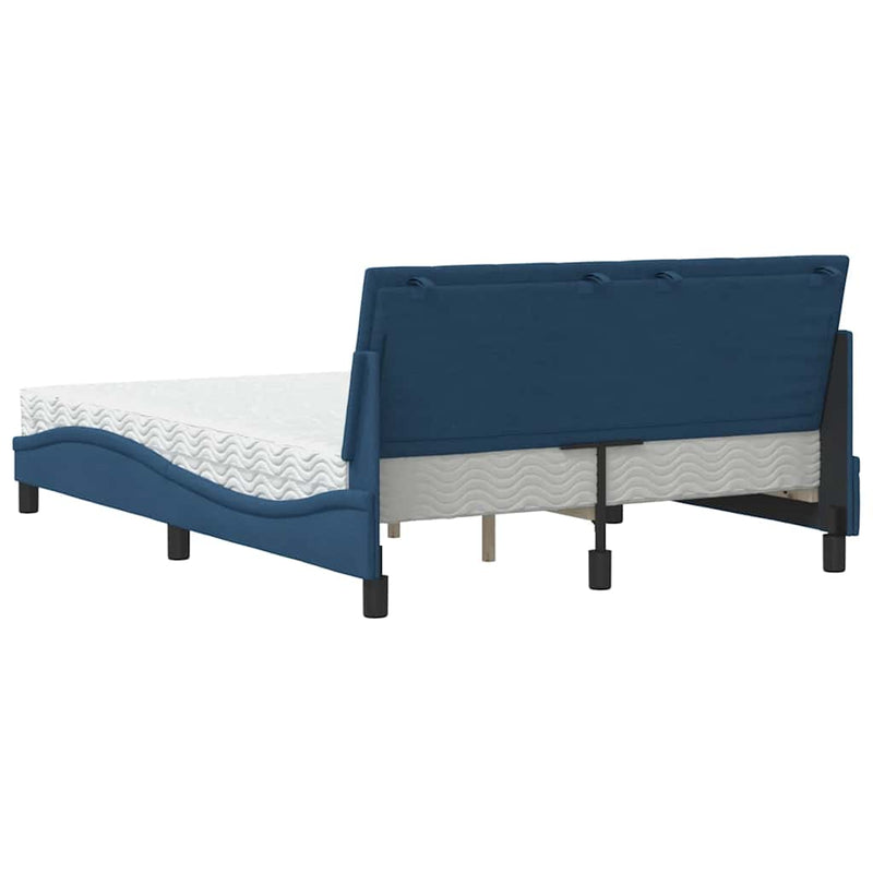 Pat cu saltea, Hanko, albastru, 120x200 cm, textil