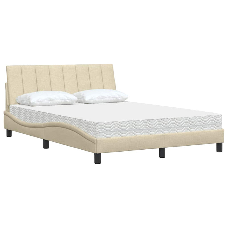 Pat cu saltea, Hanko, crem, 140x200 cm, textil
