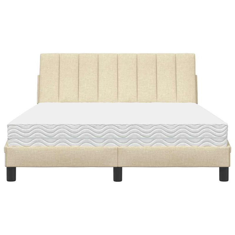 Pat cu saltea, Hanko, crem, 140x200 cm, textil