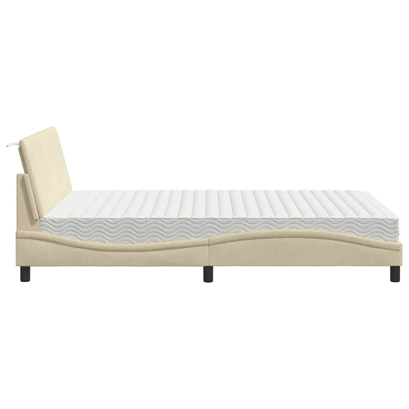 Pat cu saltea, Hanko, crem, 140x200 cm, textil