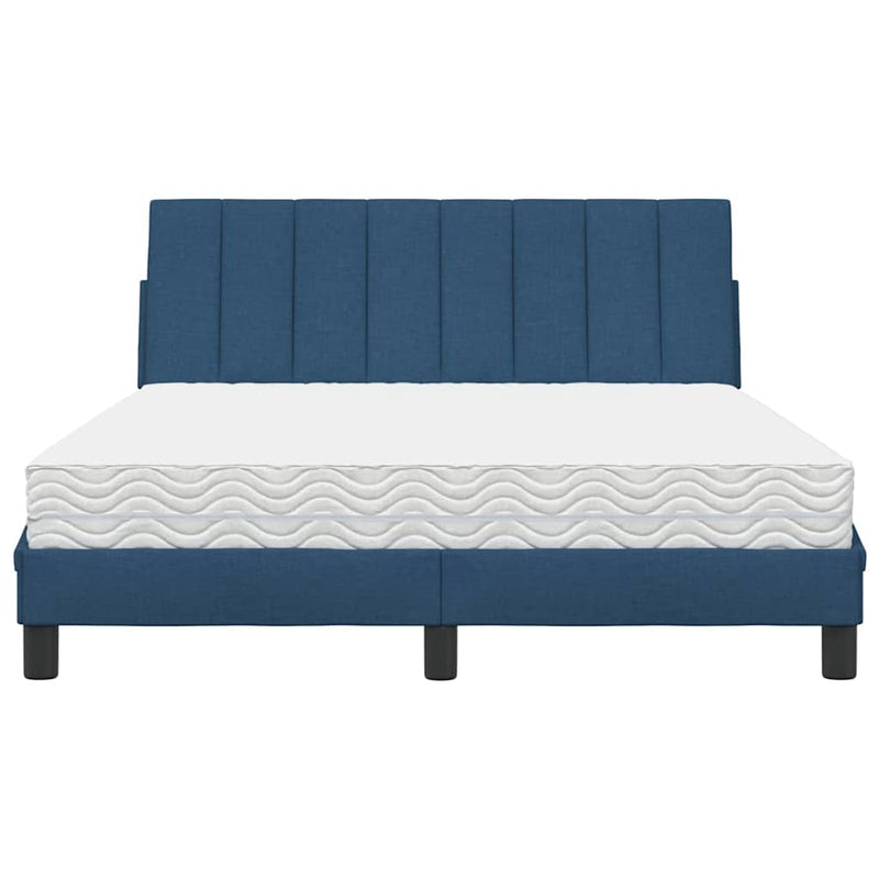 Pat cu saltea, Hanko, albastru, 140x200 cm, textil
