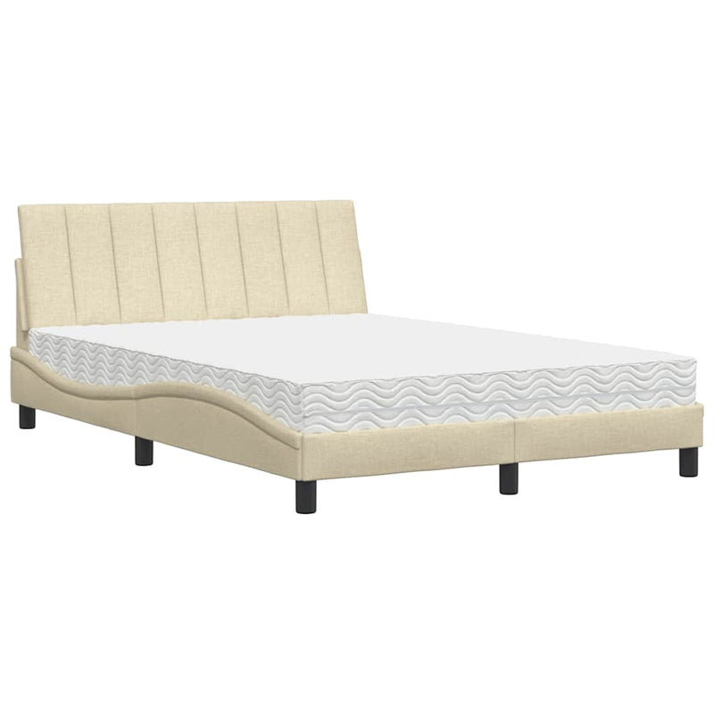 Pat cu saltea, Hanko, crem, 140x200 cm, material textil