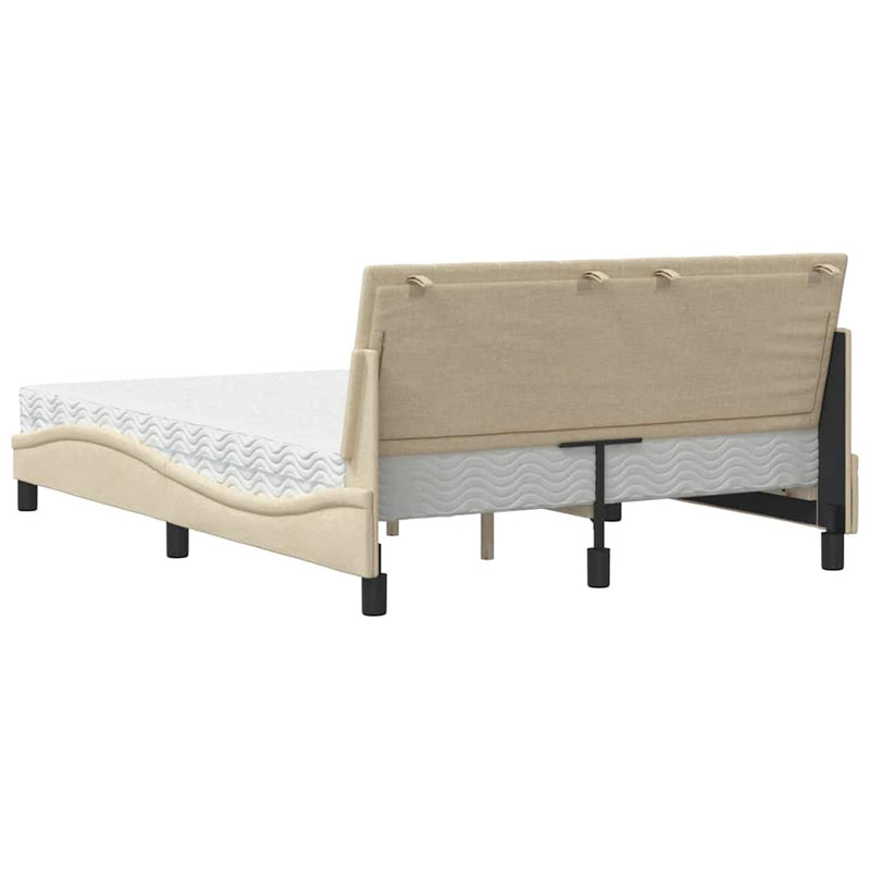 Pat cu saltea, Hanko, crem, 140x200 cm, material textil