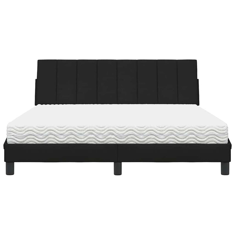 Pat cu saltea, Hanko, negru, 160x200 cm, textil