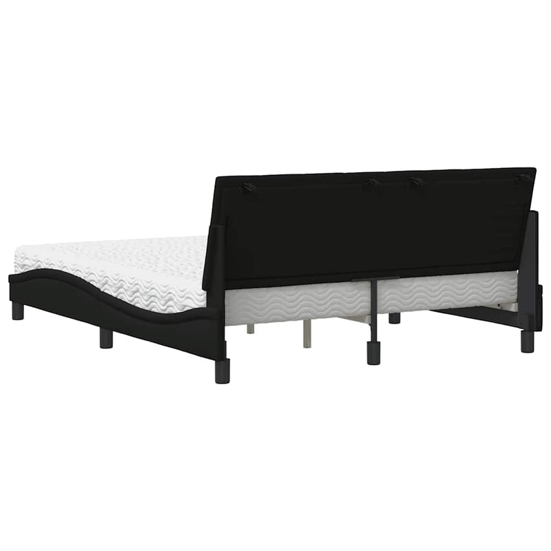 Pat cu saltea, Hanko, negru, 160x200 cm, textil