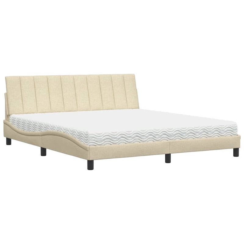 Pat cu saltea, Hanko, crem, 180x200 cm, textil