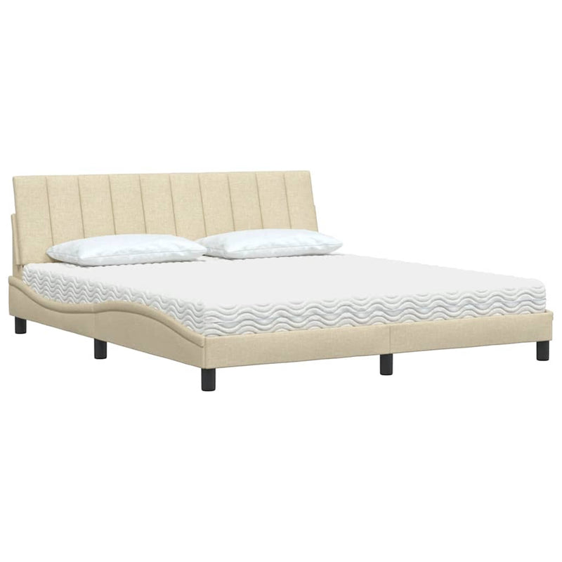 Pat cu saltea, Hanko, crem, 180x200 cm, textil