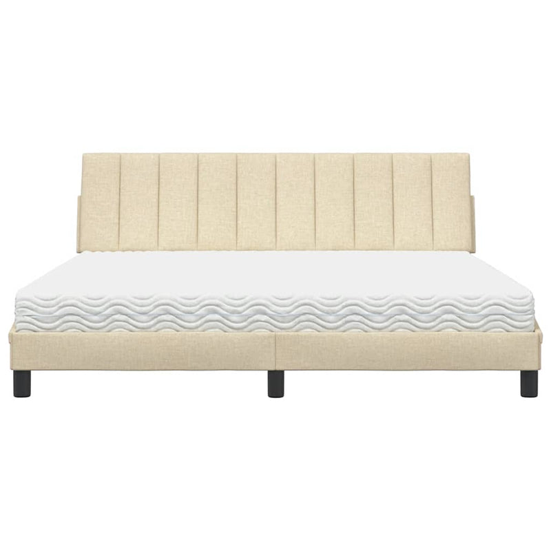 Pat cu saltea, Hanko, crem, 180x200 cm, textil