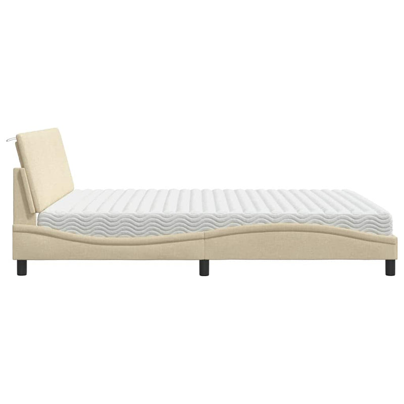 Pat cu saltea, Hanko, crem, 180x200 cm, textil