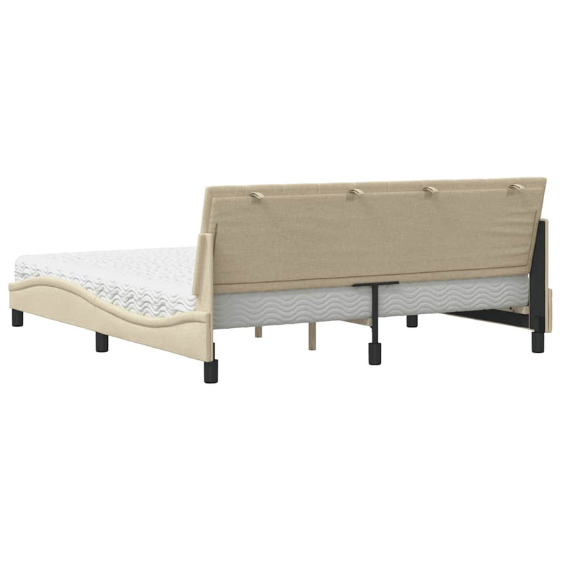 Pat cu saltea, Hanko, crem, 180x200 cm, textil