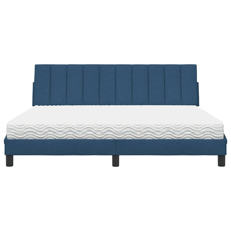 Pat cu saltea, Hanko, albastru, 180x200 cm, material textil