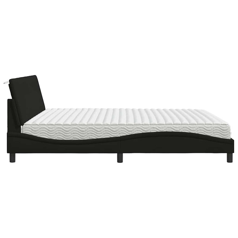 Pat cu saltea, Hanko, negru, 200x200 cm, textil