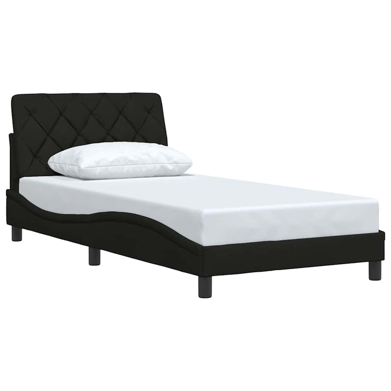 Cadru de pat fără saltea, negru, 100x200 cm, textil