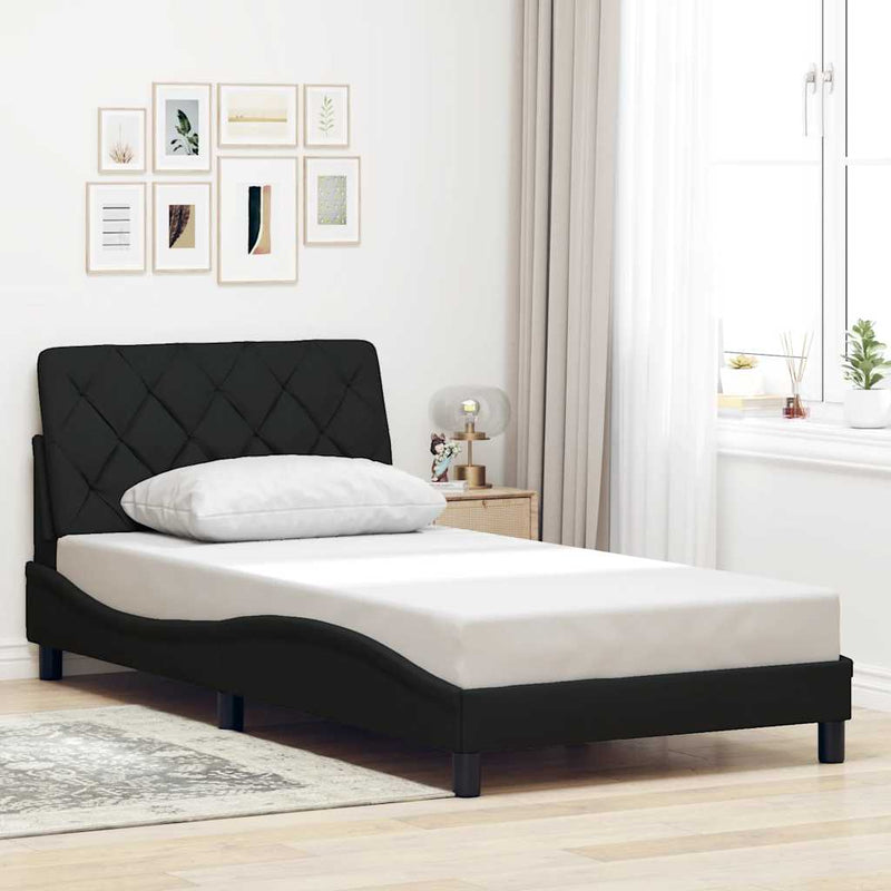 Cadru de pat fără saltea, negru, 100x200 cm, textil