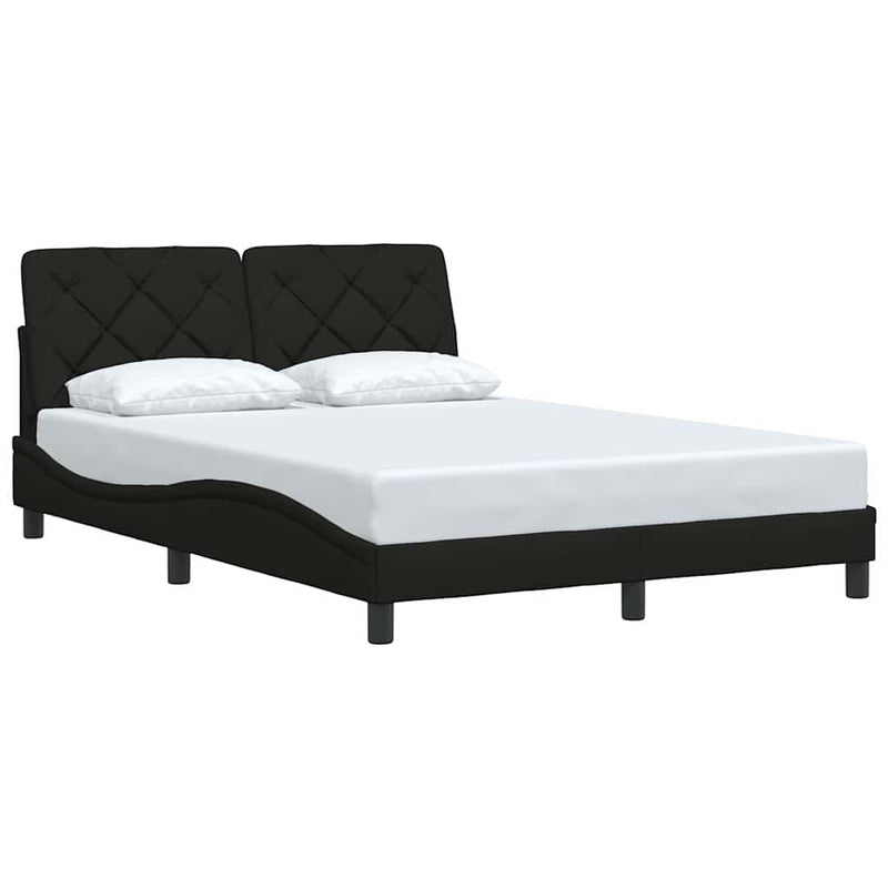 Cadru de pat fără saltea, negru, 140x190 cm, textil