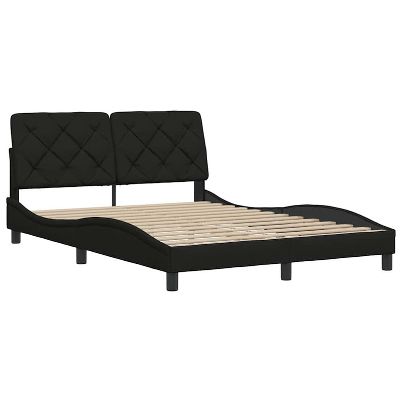 Cadru de pat fără saltea, negru, 140x190 cm, textil