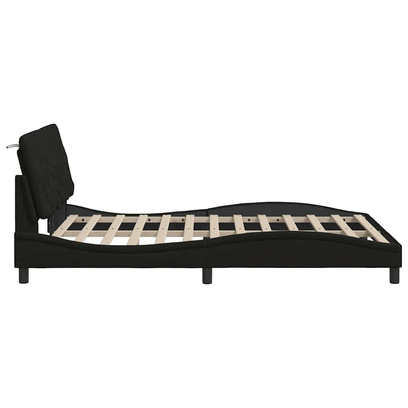 Cadru de pat fără saltea, negru, 140x190 cm, textil