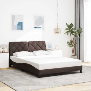 Cadru de pat fără saltea, maro închis, 140x200 cm, textil