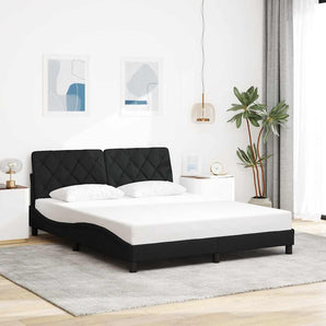 Cadru de pat fără saltea, negru, 160x200 cm, textil