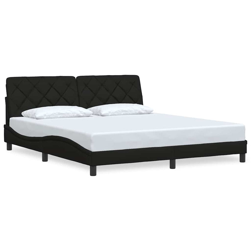 Cadru de pat fără saltea, negru, 180x200 cm, textil