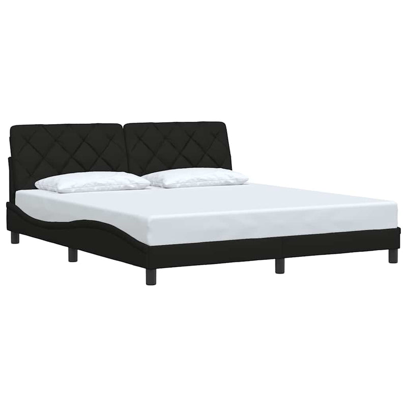 Cadru de pat fără saltea, negru, 180x200 cm, textil