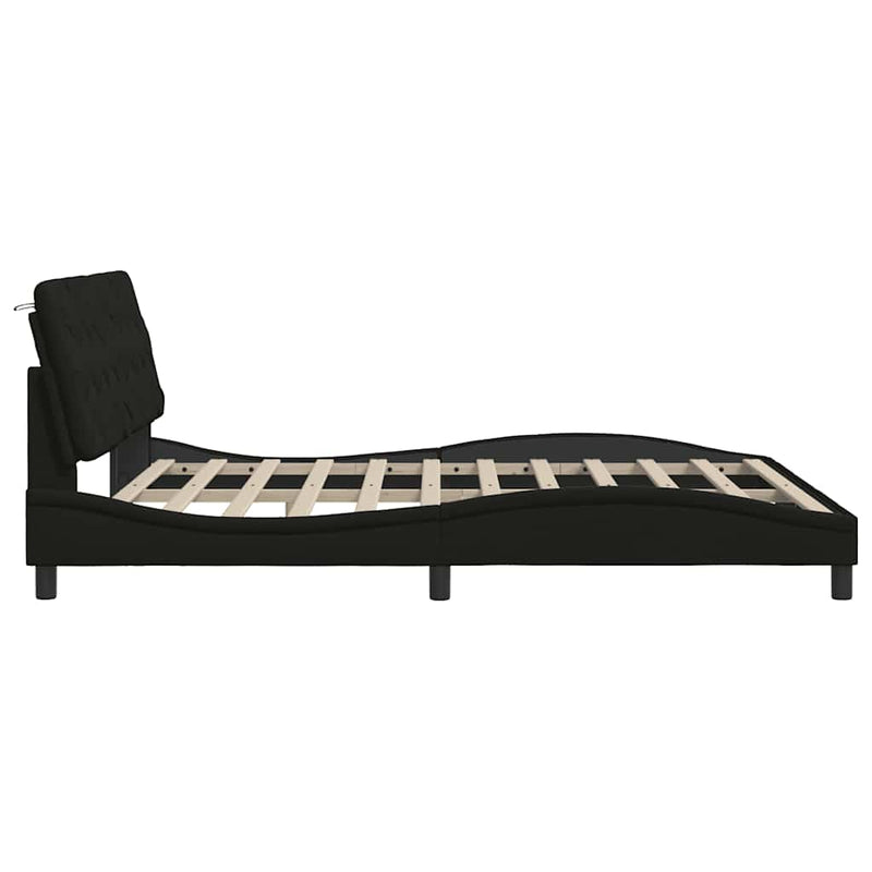 Cadru de pat fără saltea, negru, 180x200 cm, textil