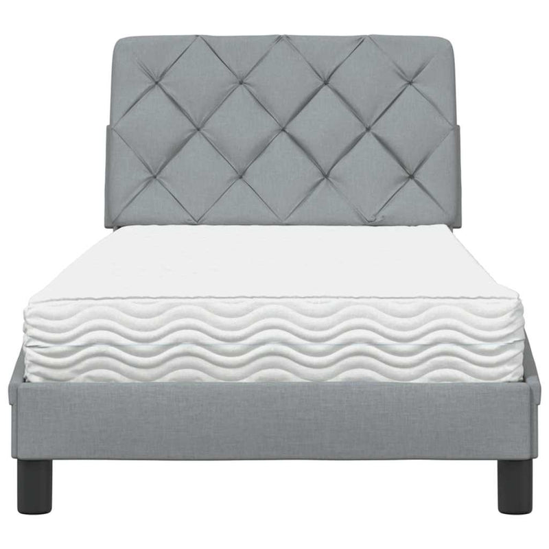 Pat cu saltea, gri deschis, 80x200 cm, textil