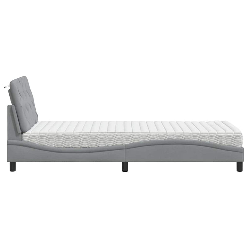 Pat cu saltea, gri deschis, 80x200 cm, textil