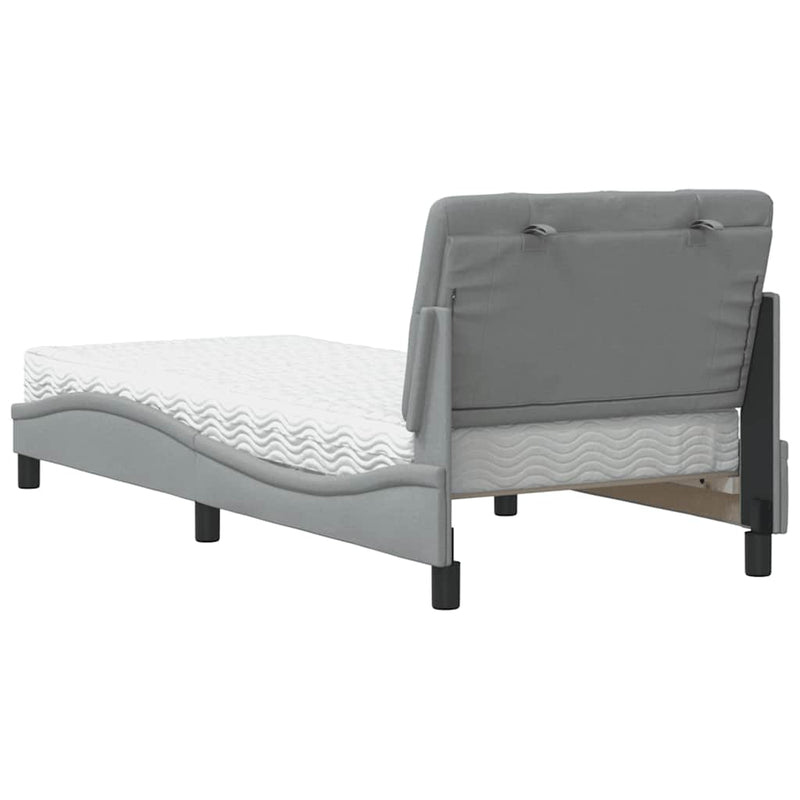 Pat cu saltea, gri deschis, 80x200 cm, textil