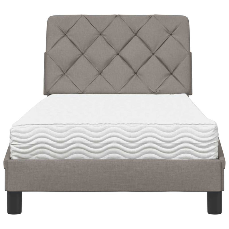 Pat cu saltea, gri taupe, 80x200 cm, textil