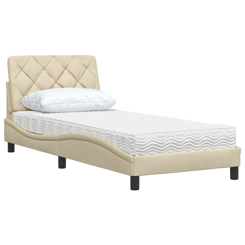 Pat cu saltea, crem, 80x200 cm, textil