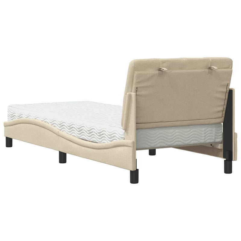Pat cu saltea, crem, 80x200 cm, textil