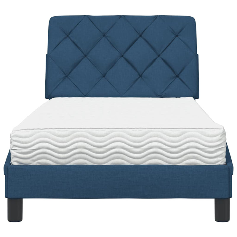 Pat cu saltea, albastru, 80x200 cm, textil