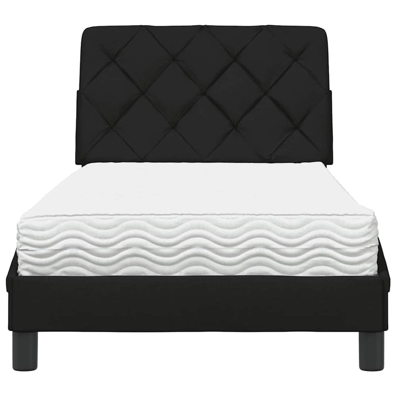 Pat cu saltea, negru, 90x190 cm, textil
