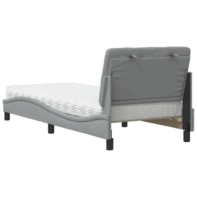 Pat cu saltea, gri deschis, 90x200 cm, textil