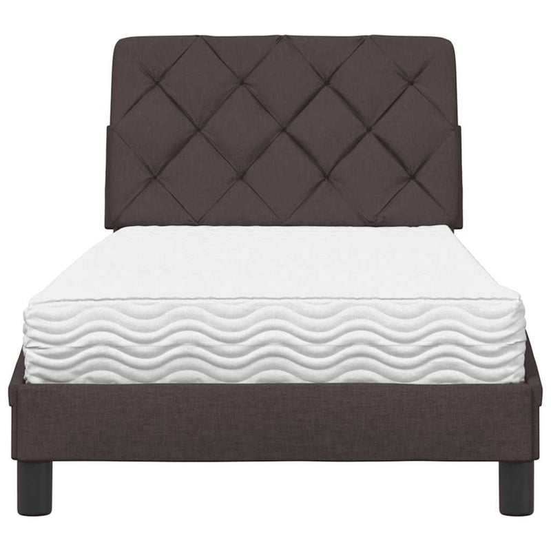 Pat cu saltea, maro închis, 90x200 cm, textil