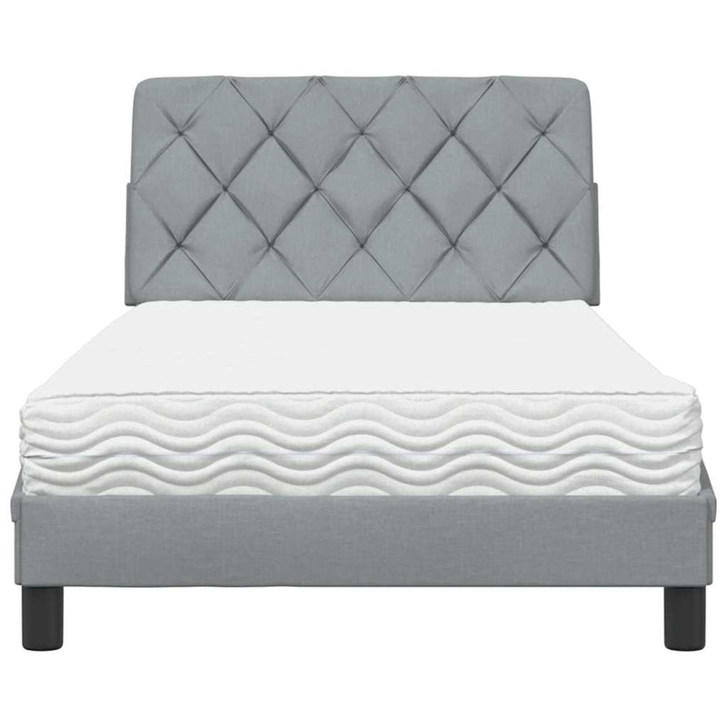 Pat cu saltea, gri deschis, 100x200 cm, textil