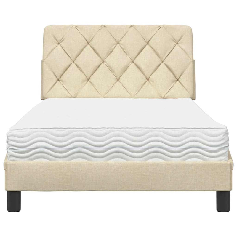 Pat cu saltea, crem, 100x200 cm, textil