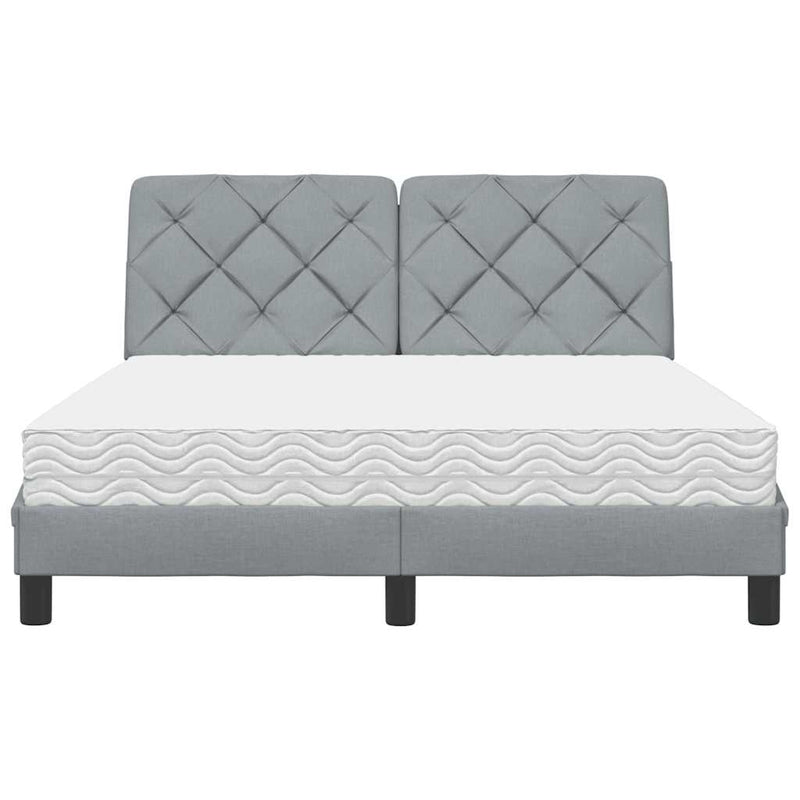 Pat cu saltea, gri deschis, 120x200 cm, textil