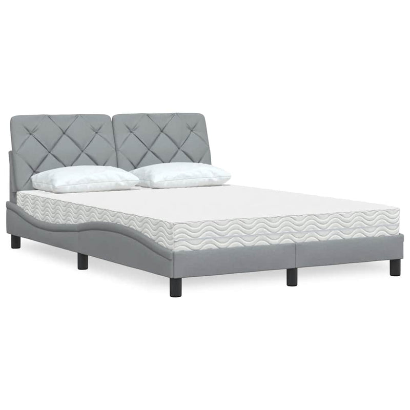 Pat cu saltea, gri deschis, 120x200 cm, textil