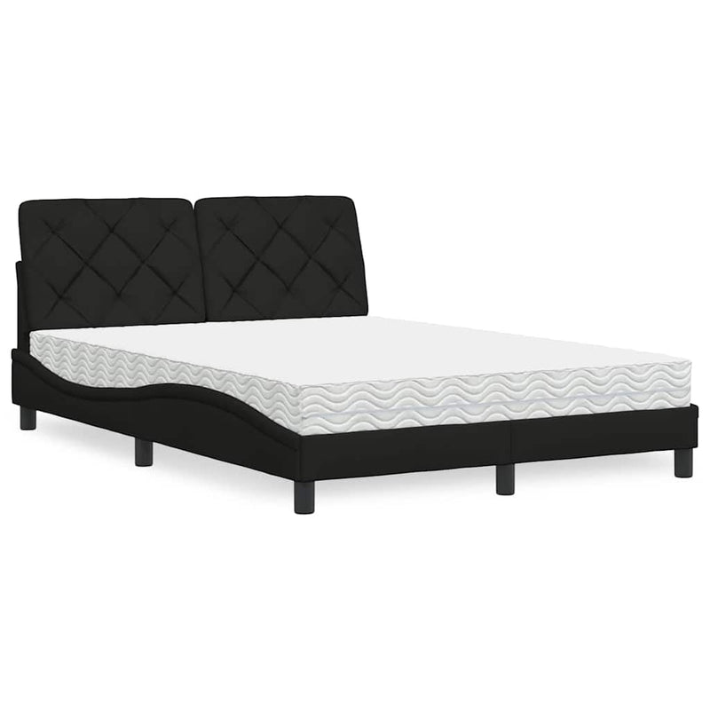 Pat cu saltea, negru, 120x200 cm, textil