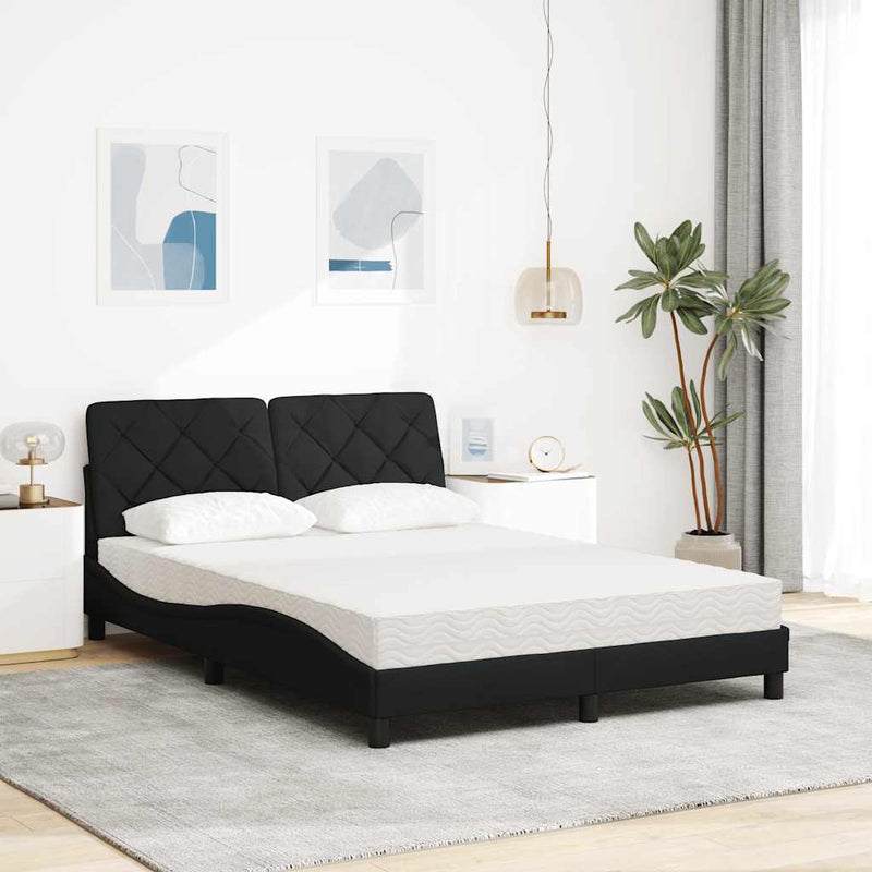 Pat cu saltea, negru, 120x200 cm, textil