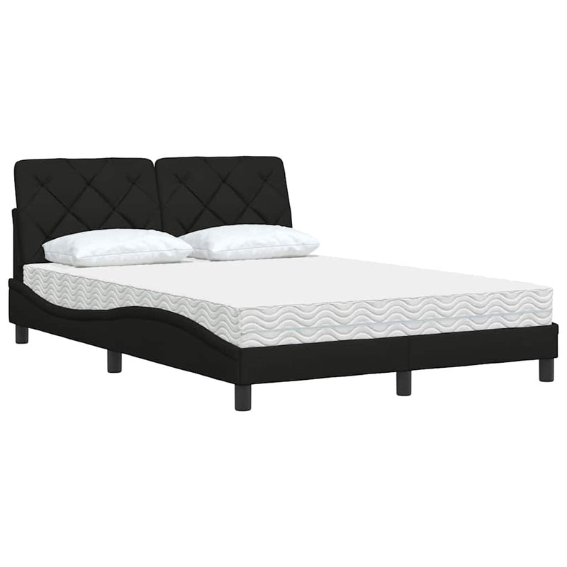 Pat cu saltea, negru, 120x200 cm, textil