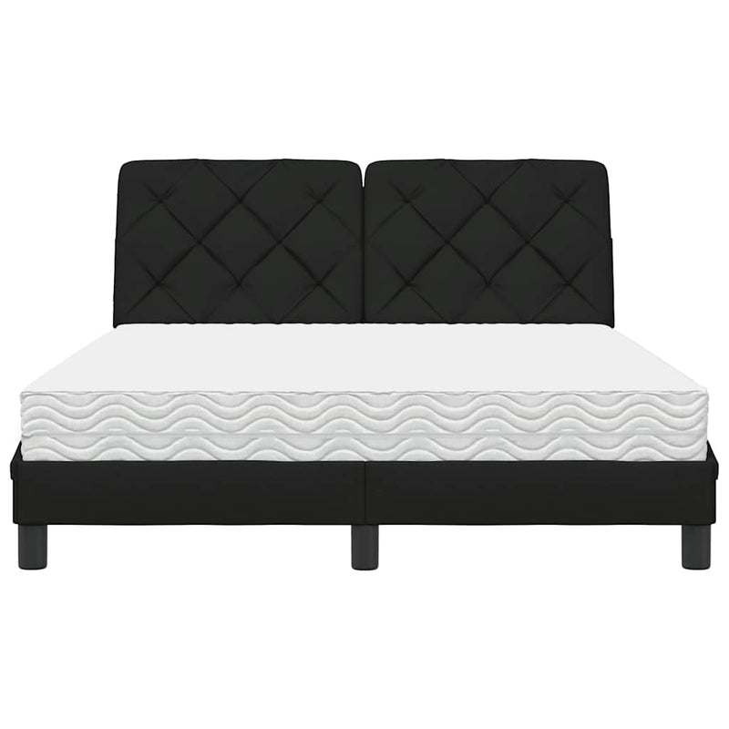 Pat cu saltea, negru, 120x200 cm, textil