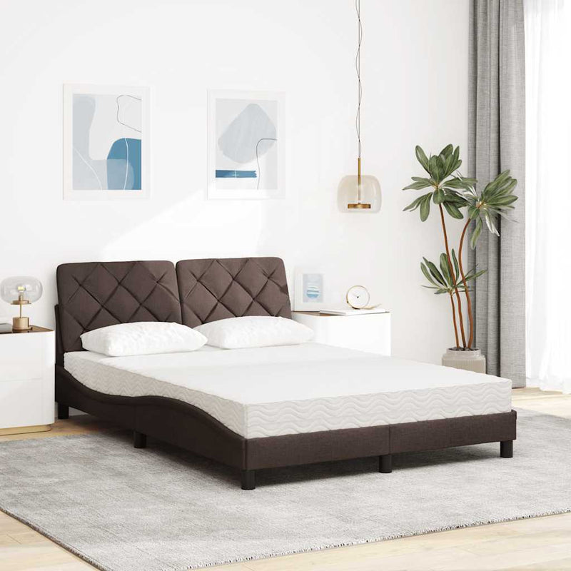 Pat cu saltea, maro închis, 120x200 cm, textil