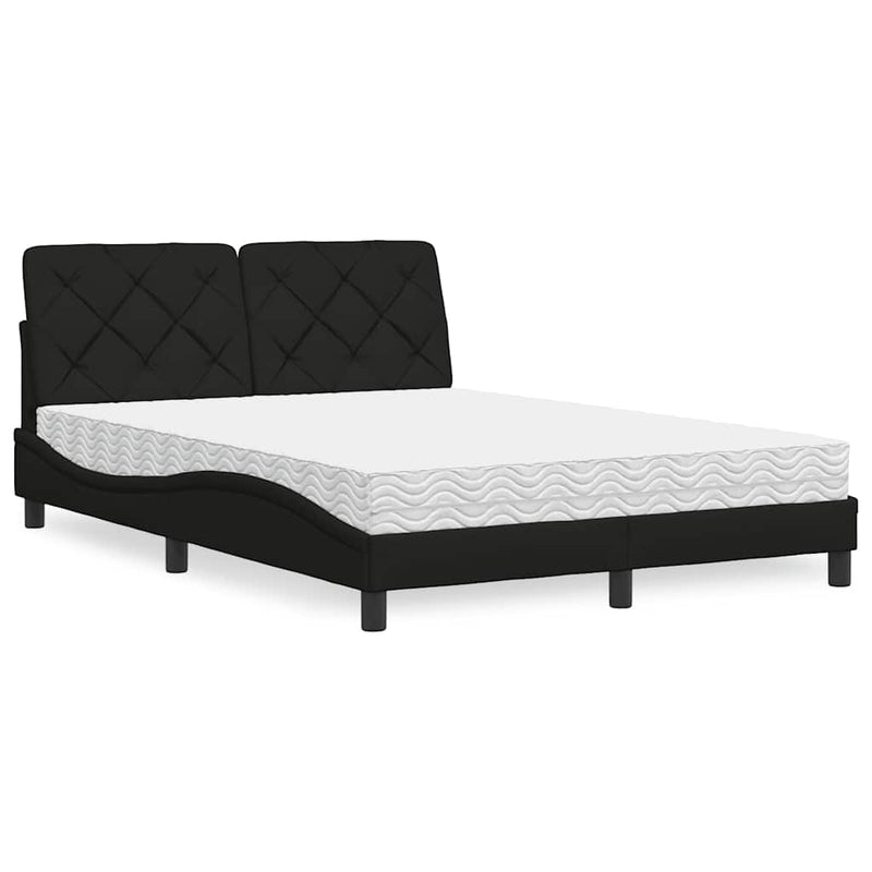 Pat cu saltea, negru, 140x190 cm, textil