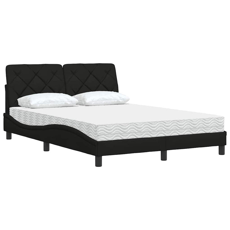 Pat cu saltea, negru, 140x190 cm, textil