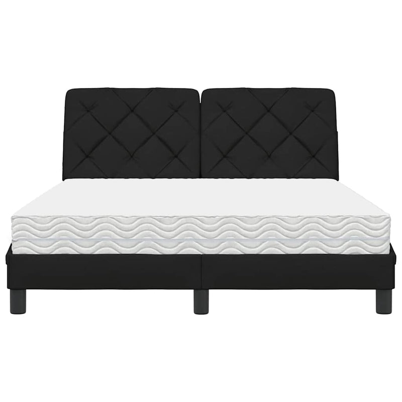 Pat cu saltea, negru, 140x190 cm, textil